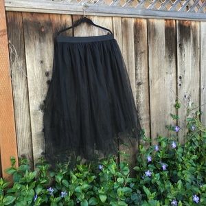 Black Tulle Midi Skirt